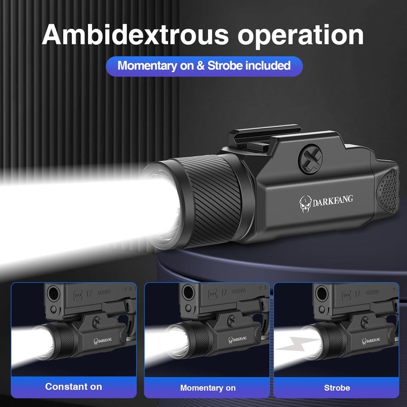 DARKFANG Tactical Flashlight 1500 Lumen for Shotgun/Pistol Light with Momentary/Strobe Function for 1913 Picatinny Rail - Image 5